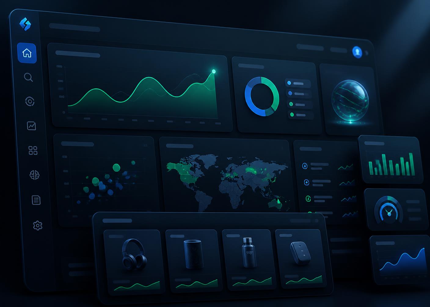 AroSync analytics dashboard showing trends, margins and listing performance
